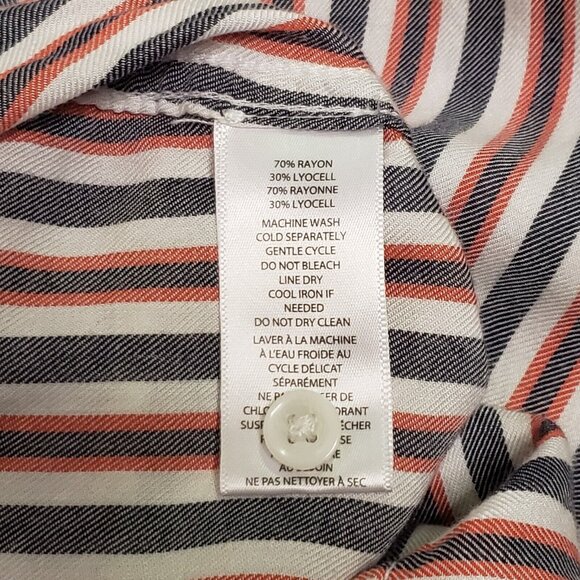 Beach Lunch Lounge Top Womens Large Red Grey White Striped Beachcore Cottagecore - Picture 3 of 15